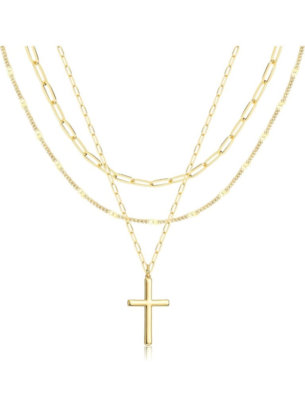 Layered Gold Necklaces for Women - Stackable Dainty Heart, Cross & Bow Pendants